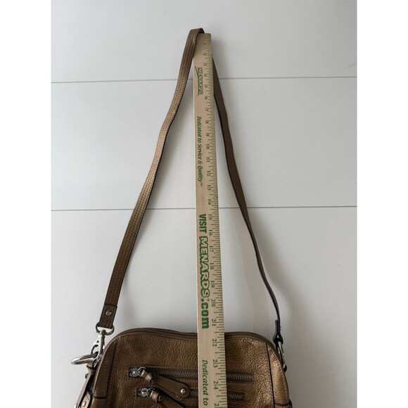 TIGNANELLO Metallic Leather Crossbody Bag bronze gold multi pouch - Picture 13 of 16